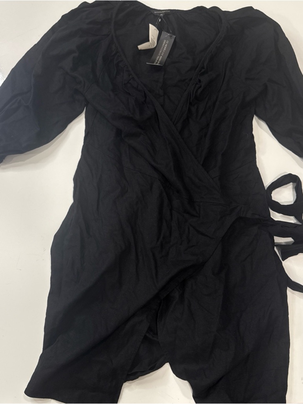 Banana Republic Black Wrap Dress-Size XS NWT Linen Blend A030426